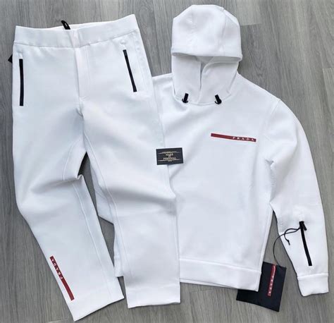 prada white tracksuit|prada red label tracksuit.